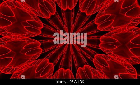 Abstract sfondo rosso. Caleidoscopio digitale Foto Stock