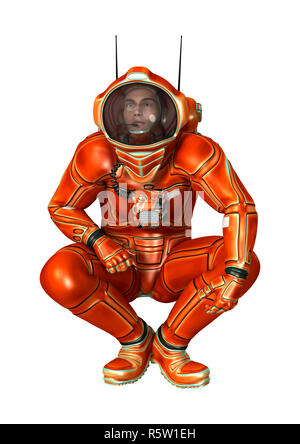 3D Rendering astronauta su bianco Foto Stock