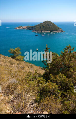 La piccola isola (Isolotto di Porto Ercole, Grosseto, Toscana, Italia Foto Stock