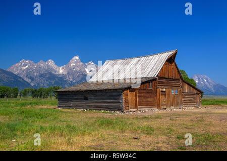 Il T. A. Moulton Barn è uno storico fienile in all'interno della fila di mormoni quartiere storico in Teton County, Wyoming negli Stati Uniti Foto Stock