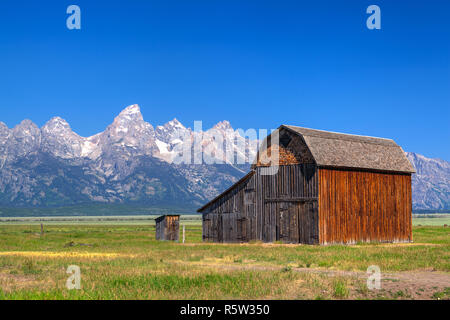 Il T. A. Moulton Barn è uno storico fienile in all'interno della fila di mormoni quartiere storico in Teton County, Wyoming negli Stati Uniti Foto Stock