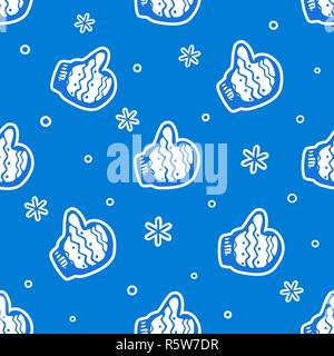 Vector seamless pattern con i guanti. Disegnata a mano illustrazione vettoriale. Seamless pattern con il pollice fino a Natale i guanti. Natale backgroun invernale Illustrazione Vettoriale