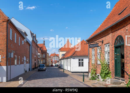 Case storiche su Sankt Mogens Gade, una strada della città vecchia, Viborg, nello Jutland Centrale, Danimarca Foto Stock