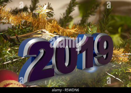 Felice Anno Nuovo biglietto di auguri 2019 Foto Stock