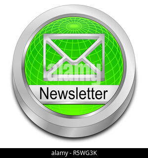 Lucida decorativo verde pulsante Newsletter - 3D illustrazione Foto Stock