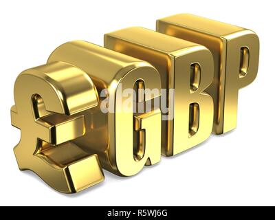 Sterlina GBP golden cambio segno 3D Foto Stock