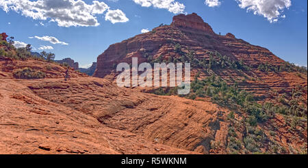 Ciclista escursioni in bicicletta lungo la testa di elefante su Mitten Ridge, Sedona, in Arizona, Stati Uniti Foto Stock