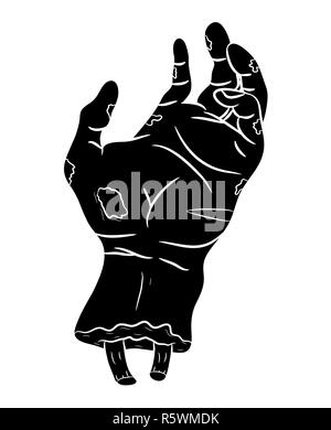 Mano zombie vettore icona simbolo di design. Bella illustrazione isolati su sfondo bianco Foto Stock