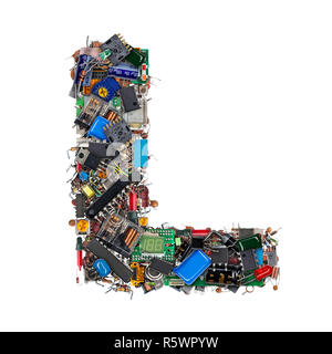 La lettera L fatta di componenti elettronici Foto Stock