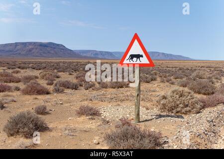 Un segnale di avviso nella tankwa karoo Foto Stock