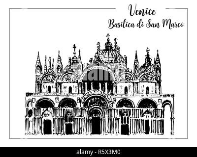 San Marco Basilica o la Basilica di San Marco. disegno vettoriale. Venezia Foto Stock