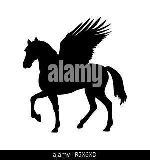 Pegasus silhouette della mitologia simbolo racconto di fantasia. Foto Stock