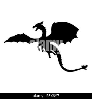 Dragon fantastiche silhouette mitologia simbolo di fantasia. Foto Stock