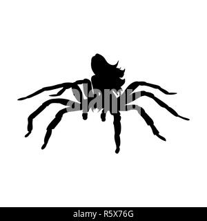 Arachne spider monster silhouette di donna mitologia antica fantas Foto Stock