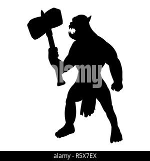 Silhouette Orc monster villain fantasy Foto Stock