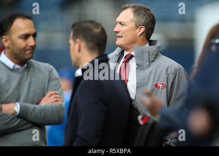 Seattle, WA, Stati Uniti d'America. 2° dic, 2018. San Francisco 49ers general manager John Lynch prima di una partita tra San Francisco 49ers e il Seattle Seahawks al campo CenturyLink a Seattle, WA. Sean marrone/CSM/Alamy Live News Foto Stock