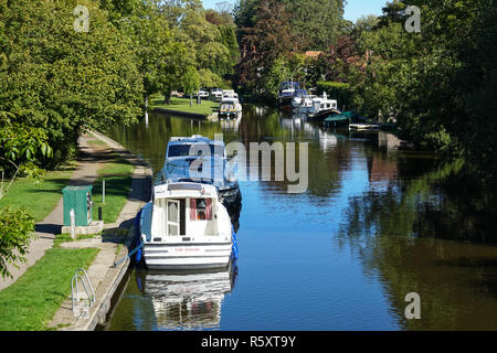 Barche e yacht ormeggiati accanto a Hurley serratura, Berkshire, Inghilterra Regno Unito Regno Unito Foto Stock