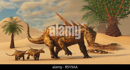 Sauropelta dinosauro nel deserto Foto Stock