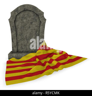 Oggetto contrassegnato per la rimozione definitiva e bandiera catalana Foto Stock