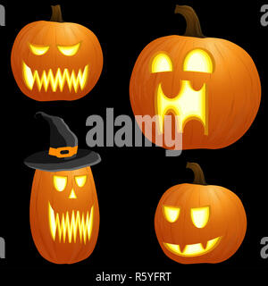 Diversi pumkpins halloween Foto Stock