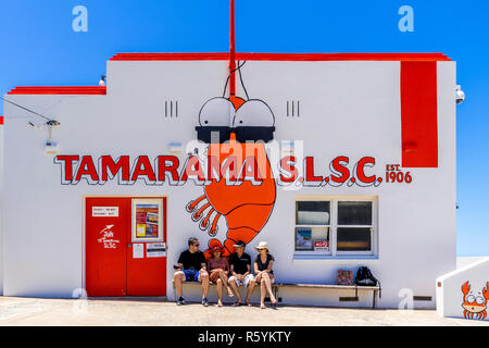 Il nuovo design e illustrazione dipinta sul Tamarama Surf Life saving Club di Sydney, Australia Foto Stock