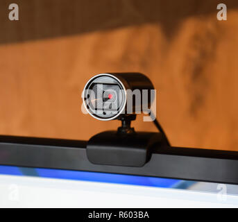 Fotocamera Web, collegato al monitor Foto Stock