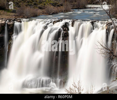 Upper Falls - White River Falls, Oregon, Stati Uniti d'America, l'acqua alta Foto Stock