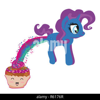 Carino unicorn e muffin divertenti Foto Stock