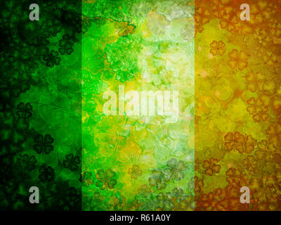 Shamrock quattro Leaf Clover Grunge sfondo bandiera Foto Stock