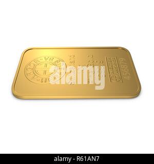 Gold bar 10g isolato su sfondo bianco. 3D illustrazione Foto Stock