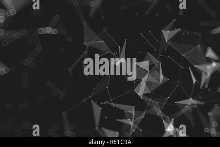 Abstract spazio poligonale bassa poli sfondo scuro, rendering 3D Foto Stock