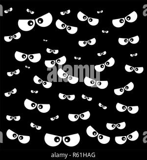 Halloween spooky scary occhi design vettore isolato su sfondo nero Foto Stock