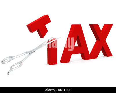 Tassa di taglio a forbice isolato su bianco Foto Stock