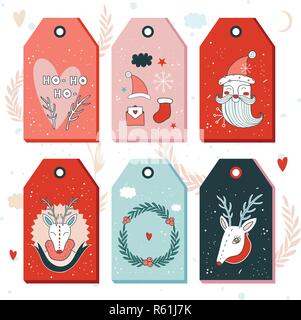 Natale Anno nuovo dono raccolta di tag illustrazione vettoriale Illustrazione Vettoriale