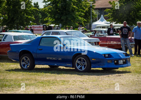 PAAREN IM GLIEN, Germania - 19 Maggio 2018: Muscle car Chevrolet Camaro IROC-Z Z28, 1985. Die Oldtimer Show 2018. Foto Stock