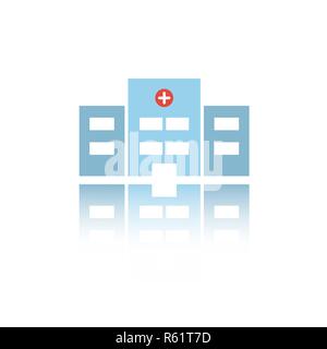 Ospedale isolato icona del colore con la riflessione. Illustrazione Vettoriale Illustrazione Vettoriale