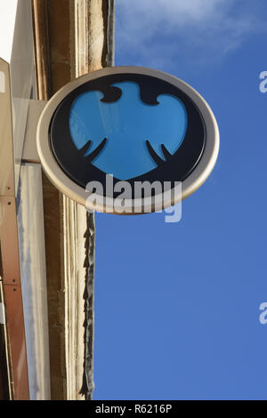 Barclays Bank segno,Sidcup High Street,Sidcup,Kent.UK Foto Stock