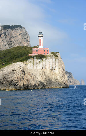 Faro di Punta Carena sull' isola di Capri Foto Stock