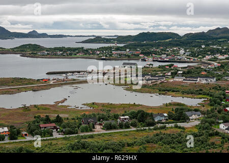 Vista della città Gravdal, Norvegia Foto Stock