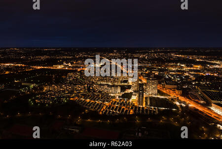 Antenna paesaggio panoramico vista di notte Monaco di Baviera Foto Stock