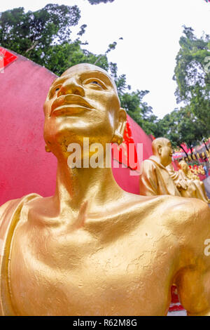 Hong Kong, Cina - 3 Dicembre 2016: estasi di una delle statue di il Monastero dei Diecimila Buddha in Sha Tin, Hong Kong, contemplando la natura. Foto Stock