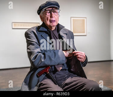 New York, Stati Uniti d'America. 3 Dic 2018. L'argentino-nato Julio Le Parc visiti la sua mostra "Julio Le Parc 1959' durante un'anteprima in New York City incontrato Breuer museo. Le Parc la prima mostra personale a New York si apre il 4 dicembre 2018 e durerà fino al 24 febbraio 2019. Foto di Enrique Shore Credit: Enrique Shore/Alamy Live News Foto Stock