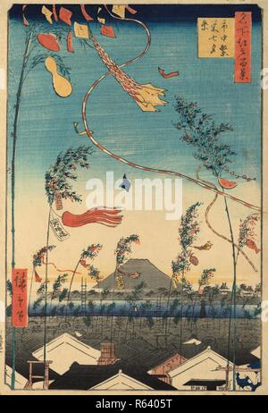 Il Tanabata Festival nella città fiorente, dalla serie di un centinaio di vedute di luoghi famosi in Edo. Data: settimo mese 1857. Dimensioni: 34 cm x 22 cm. Museo: Van Gogh Museum di Amsterdam. Autore: HIROSHIGE, UTAGAWA. Foto Stock