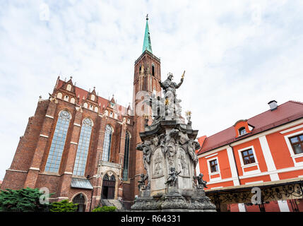 Giovanni di Nepomuk statua che si trova nella città di Wroclaw Foto Stock