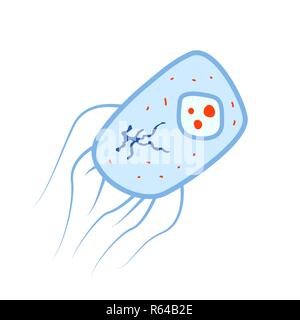 Cartoon luminosi colorati di cellule di batteri, icona su bianco Illustrazione Vettoriale