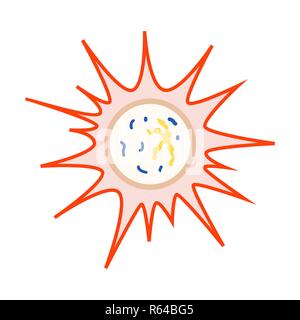 Cartoon luminosi colorati virus primitivo, icona su bianco Illustrazione Vettoriale