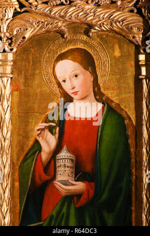 La pittura di Maria Maddalena la Pala di San Nicola (1500) nella Cattedrale di Monaco Foto Stock
