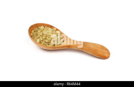 Chiudere il cucchiaio di legno di verde sale hawaiano Foto Stock