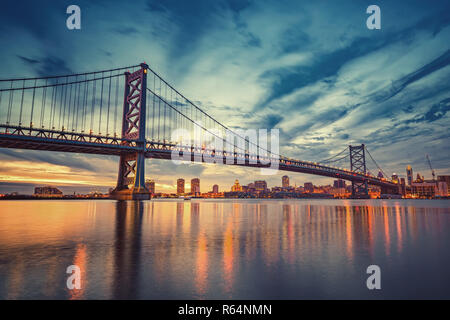 Ben Franklin Bridge in Philadelphia Foto Stock