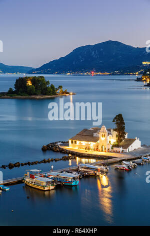 Corfù Corfù Grecia vlachernon vlacherna chiesa kanoni sera ritratto isola mare viaggi Foto Stock